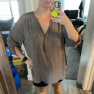 Harper taupe grey georgette torrid top